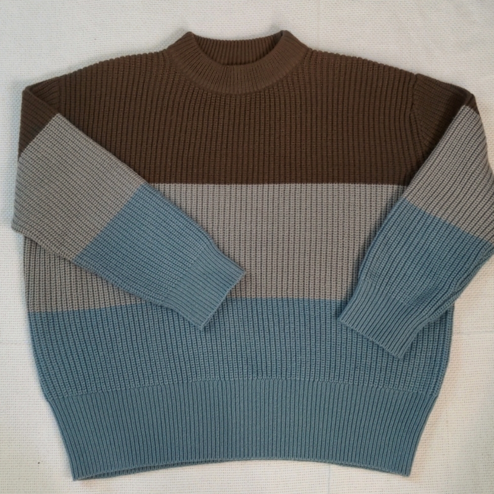 Rare Petite Studio Color Block Crew Neck Sweater
